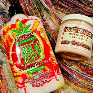 Hempz Mash-Ups Zen & Zesty Moisturizer Body Lotion & Hippie Peace Body Butter